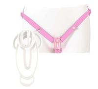 Third Generation Chastity Cage Fufu Clip Chastity Device, with 1 Pink Chastity Belt, Breathable Adjustable Invisible Chastity Set -A68UK (White)