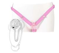 Third Generation Chastity Cage Fufu Clip Chastity Device, with 1 Pink Chastity Belt, Breathable Adjustable Invisible Chastity Set -A68UK (Transparent)