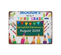 Third Grade Back to School Third Grade First Day of School Back to School Sign Back Retro Nostalgic Metal Tin Sign Wall Quote Living Room Bathroom Gym Gift for Friends Family Lady 12x16inch Inch