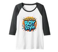 Third Grade Boy Style: Fun School Adventure Awaits Raglan Baseball Tee, Women, Dark Heather/White, XL