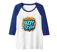 Third Grade Boy Style: Fun School Adventure Awaits Raglan Baseball Tee, Women, Royal Blue/White, XL