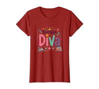 Third Grade Diva Crown Star School Celebration T-Shirt, Women, Cranberry, L