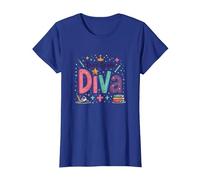 Third Grade Diva Crown Star School Celebration T-Shirt, Women, Royal Blue, M