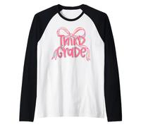 Third Grade Girls Coquette Bow First Day of School Teacher Raglan Baseball Tee