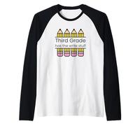 Third Grade has the write stuff ELA writing grammar teacher Raglan Baseball Tee