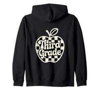 Third Grade Retro Apple Back To School Zip Hoodie