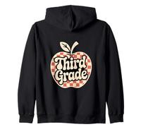 Third Grade Retro Apple Back To School Zip Hoodie