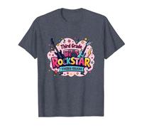 Third Grade Rockstar: Colorful Music Themed School Fun T-Shirt, Men, Heather Blue, 5XL