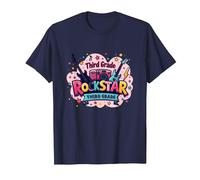 Third Grade Rockstar: Colorful Music Themed School Fun T-Shirt, Men, Navy, 5XL