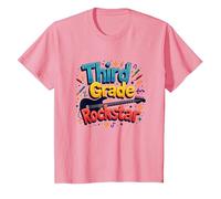 Third Grade Rockstar: Cool Back to School Music Vibes T-Shirt, Kids, Pink, 10 Years