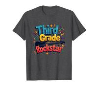 Third Grade Rockstar: Cool Back to School Music Vibes T-Shirt, Men, Dark Heather Grey, 5XL