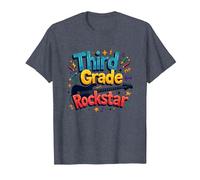 Third Grade Rockstar: Cool Back to School Music Vibes T-Shirt, Men, Heather Blue, 5XL