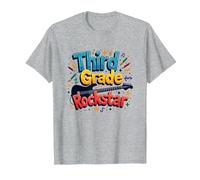 Third Grade Rockstar: Cool Back to School Music Vibes T-Shirt, Men, Heather Grey, 6XL