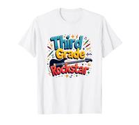 Third Grade Rockstar: Cool Back to School Music Vibes T-Shirt, Men, White, 5XL