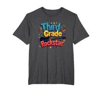 Third Grade Rockstar: Cool Back to School Music Vibes T-Shirt, Men's Big and Tall, Dark Heather Grey, 6X Tall