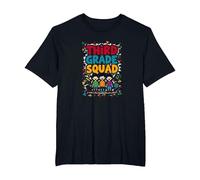 Third Grade Squad: Playful School Friends Adventure T-Shirt, Men's Big and Tall, Black, 2X Tall