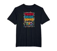 Third Grade Squad: Playful School Friends Adventure T-Shirt, Men's Big and Tall, Black, 5X Tall