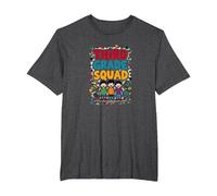 Third Grade Squad: Playful School Friends Adventure T-Shirt, Men's Big and Tall, Dark Heather Grey, 4X Tall