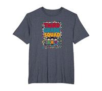 Third Grade Squad: Playful School Friends Adventure T-Shirt, Men's Big and Tall, Heather Blue, 3X Tall