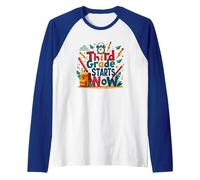 Third Grade Starts Now: School Adventure Begins Raglan Baseball Tee, Men, Royal Blue/White, XL