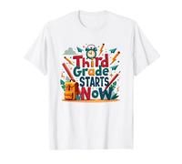 Third Grade Starts Now: School Adventure Begins T-Shirt, Men, White, 5XL