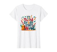 Third Grade Starts Now: School Adventure Begins T-Shirt, Women, White, M