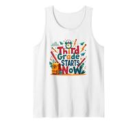 Third Grade Starts Now: School Adventure Begins Tank Top, Men, White, S