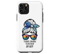 Third Grade Teacher Off Duty messy bun beach funny teacher Case for iPhone 11 Pro