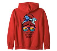 Third Grade Teacher Off Duty messy bun beach funny teacher Zip Hoodie