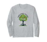 Third Grade Teacher Tribe: Nurturing Young Minds Long Sleeve T-Shirt, Adult Unisex, Heather Grey, XL