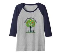 Third Grade Teacher Tribe: Nurturing Young Minds Raglan Baseball Tee, Women, Navy/Athletic Heather, XXL
