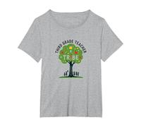 Third Grade Teacher Tribe: Nurturing Young Minds T-Shirt, Women's Plus, Heather Grey, 5X