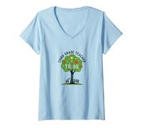 Third Grade Teacher Tribe: Nurturing Young Minds V-Neck T-Shirt, Women, Baby Blue, L