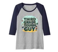 Third Grade Tough Guy: Fun School Adventure Attitude Raglan Baseball Tee, Women, Navy/Athletic Heather, M