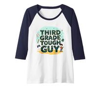 Third Grade Tough Guy: Fun School Adventure Attitude Raglan Baseball Tee, Women, Navy/White, M