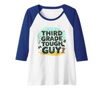 Third Grade Tough Guy: Fun School Adventure Attitude Raglan Baseball Tee, Women, Royal Blue/White, XXL