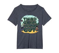 Third Grade Tough Guy: Fun School Adventure Attitude T-Shirt, Women's Plus, Heather Blue, 1X