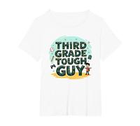Third Grade Tough Guy: Fun School Adventure Attitude T-Shirt, Women's Plus, White, 5X