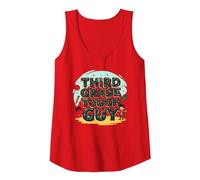 Third Grade Tough Guy: Fun School Adventure Attitude Tank Top, Women, Red, L