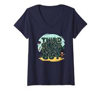 Third Grade Tough Guy: Fun School Adventure Attitude V-Neck T-Shirt, Women, Navy, L