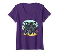 Third Grade Tough Guy: Fun School Adventure Attitude V-Neck T-Shirt, Women, Purple, XXL