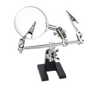 Third Hand Soldering, Board Holder with Magnifying Glass for Soldering, Model Making Accessories, 2 Arms, Helping Hand Soldering, Circuit Board Holder Tool for Crafts, Hobby, Workshop (B)