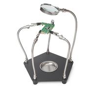 Third Hand Soldering, Board Holder with Magnifying Glass for Soldering, Model Making Accessories, 4 Arms, Helping Hand Soldering, Circuit Board Holder Tool for Crafts, Jewellery, Hobby, Workshop