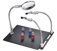 Third Hand Soldering, Magnetic Soldering Station, Soldering Helping Hand with Magnifying Glass, 4 PCB Columns and 2 Flexible Arms for Welders, Jewellery Makers, Crafts