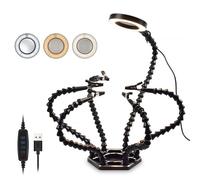 Third Hand Soldering PCB Holder Tool Welding Station DC Cooling Fans 6pc Flexible Arms 1Pcs(N-SS6LF-R9)