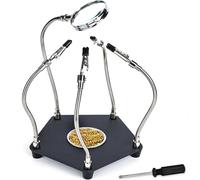 Third Hand Soldering Tool, Helping Hands Soldering Station, 4 Flexible Welding Alligator Clamps and Magnifying Glass, Soldering Clamp Tool with Sturdy Base for Welding Repair Hobby DIY