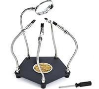 Third Hand Soldering Tool, Helping Hands Soldering Station, 4 Flexible Welding Alligator Clamps and Magnifying Glass, Soldering Clamp Tool with Sturdy Base for Welding Repair Hobby DIY