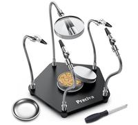 Third Hand Soldering Tool, Preciva Magnetic Helping Hands for Assembly, 4 Flexible Welding Auxiliary Alligator Clamps and Magnifying Glass, Clamp Toolkit with Sturdy Base for Repair