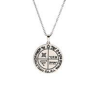 Third Pentacle of Jupiter Necklaces of Key of Solomon Pendant Wicca Necklaces for Men of Stainless Steel Kabbalah Talisman Protection Jewelry Gifts, 1.06 * 0.24inches, Stainless Steel, No Gemstone