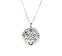 Third Pentacle of Mars Pendant for Men Boys Key of Solomon the King Seal Wicca Pentacle Pendant of Stainless Steel Necklace Talisman Protection Jewelry, 0.98 * 1.06 inch, Stainless Steel, No Gemstone
